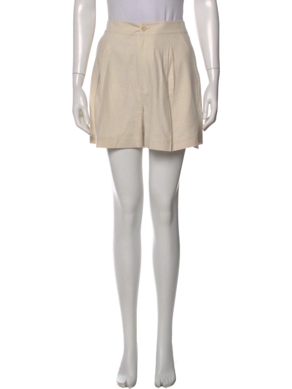 Jenni Kayne Pleated 100% Silk Shorts Cream High Waisted Raw Silk Size S
